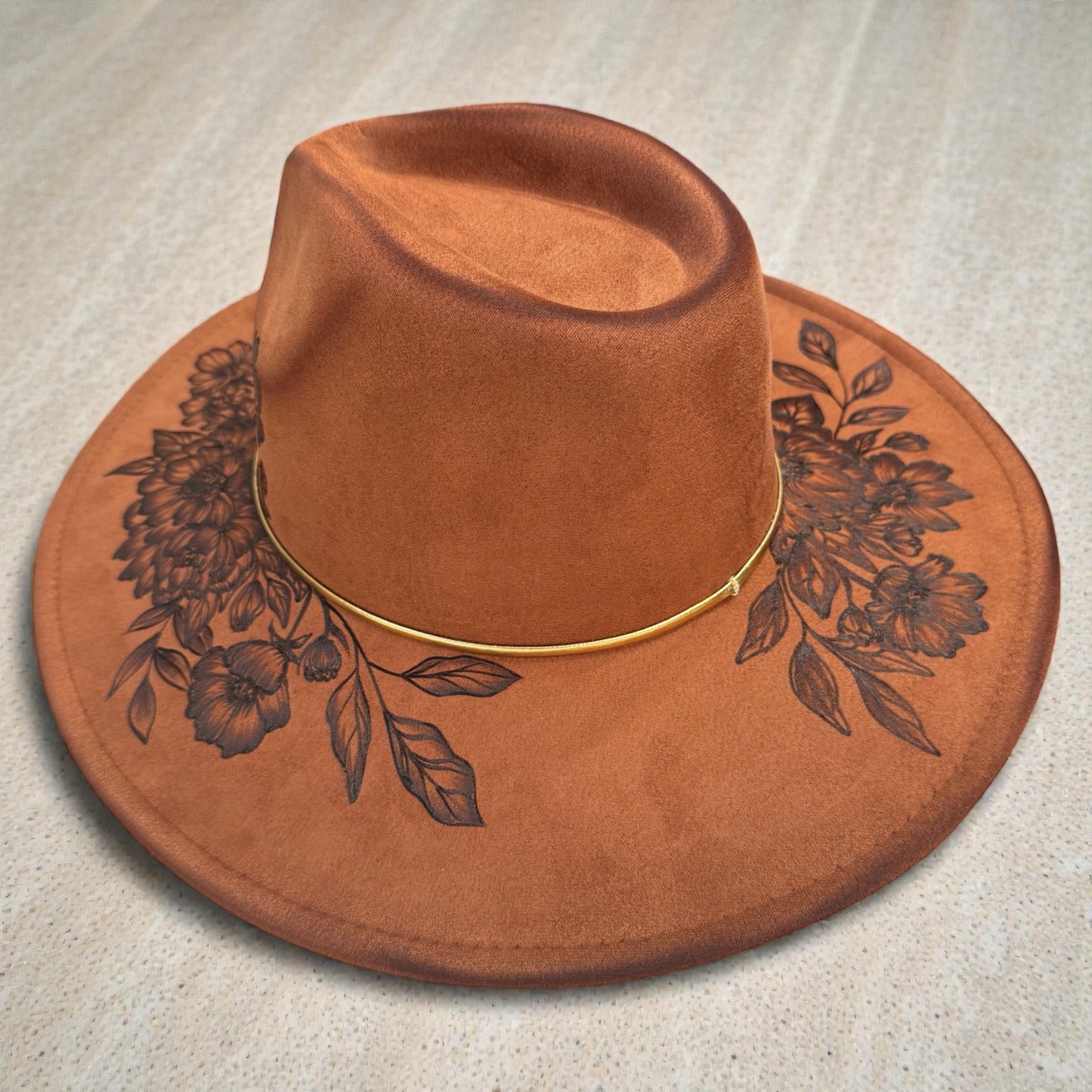 Copper Stems - Burned Wide Brim Hat