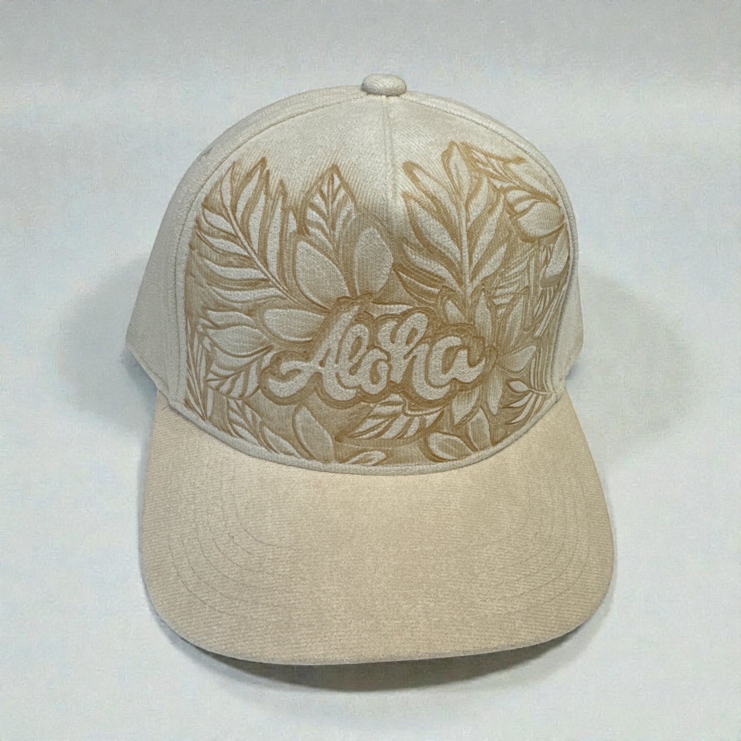 Aloha- Burned Premium Suede Baseball Cap in Cream