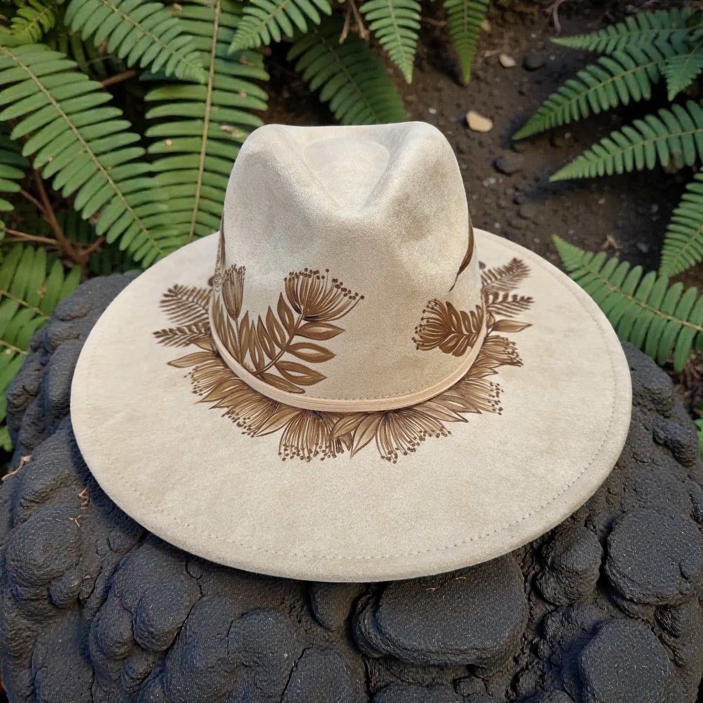 Ka Lehua - Burned Wide Brim Hat