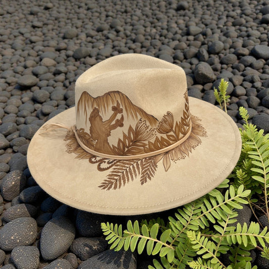 Ka Lehua - Burned Wide Brim Hat