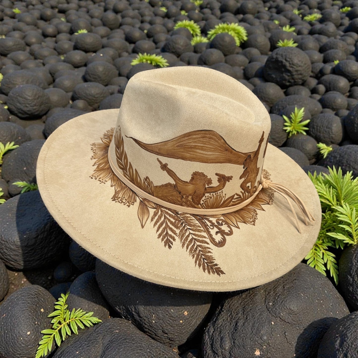 Ka Lehua - Burned Wide Brim Hat