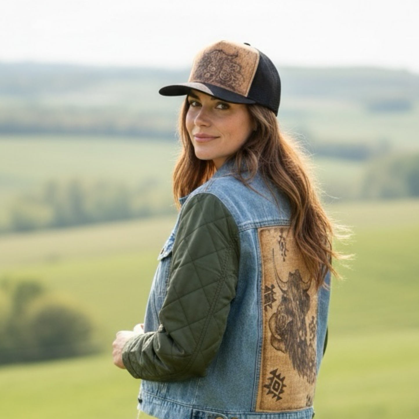 Knoxx- Burned Quilted Sleeve Denim Jacket