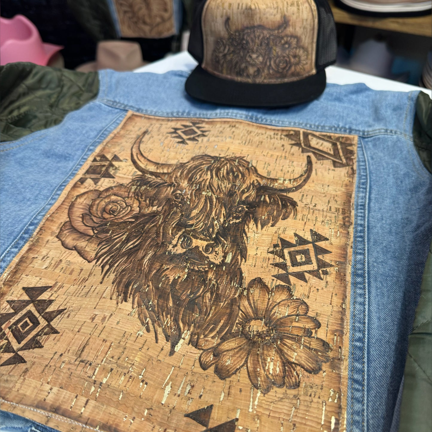 Knoxx- Burned Quilted Sleeve Denim Jacket