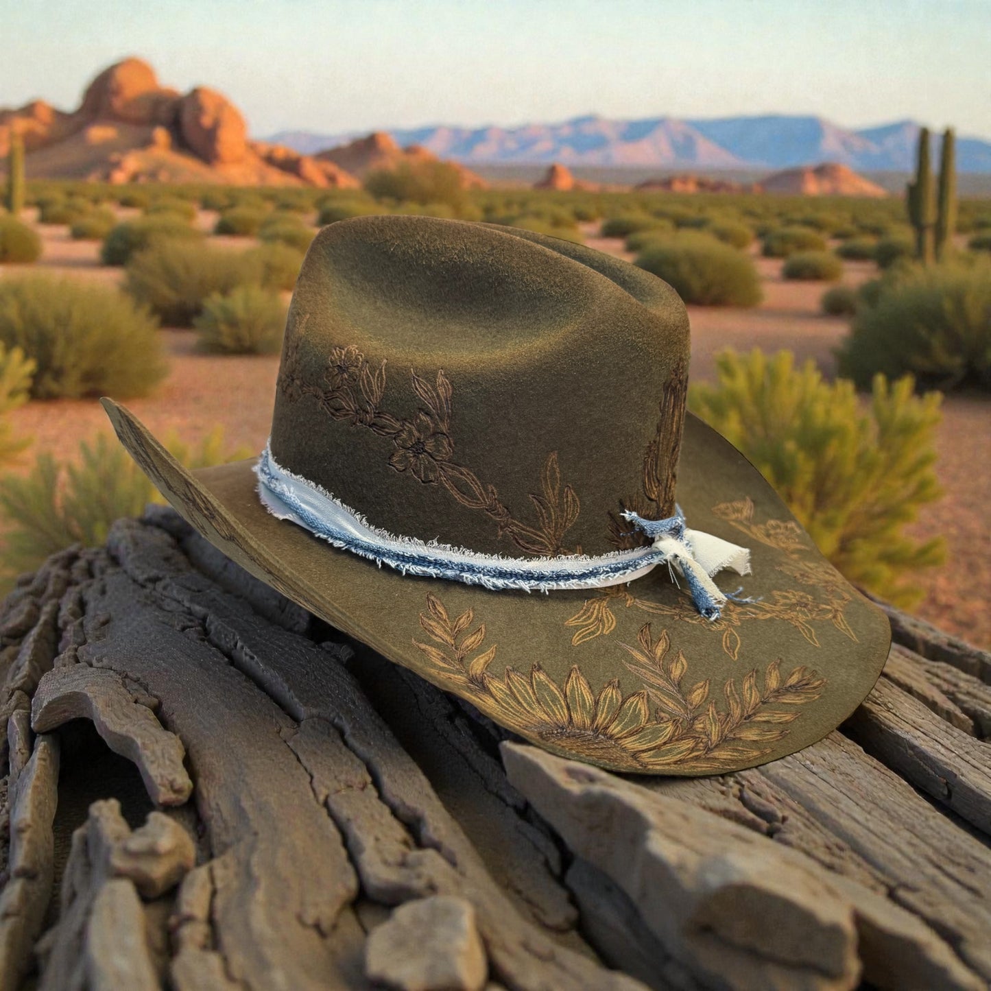 Stay Wild Cowgirl- Burned Australian Wool Cattleman Hat