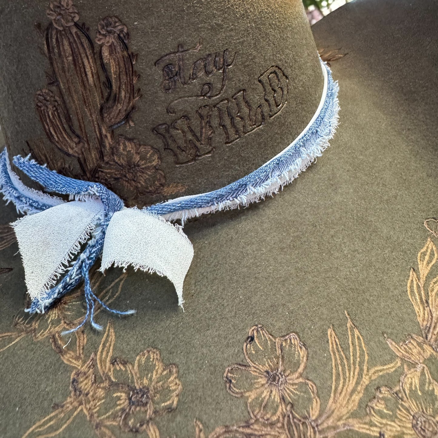 Stay Wild Cowgirl- Burned Australian Wool Cattleman Hat