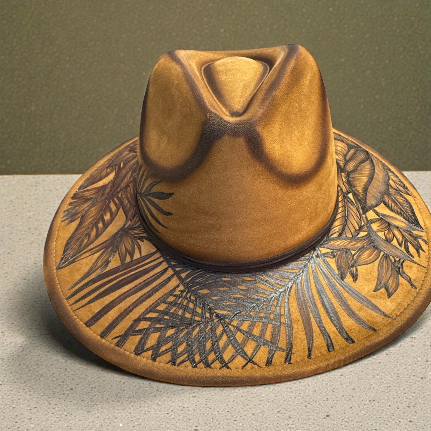 Up Country- Burned Wide Brim Fedora
