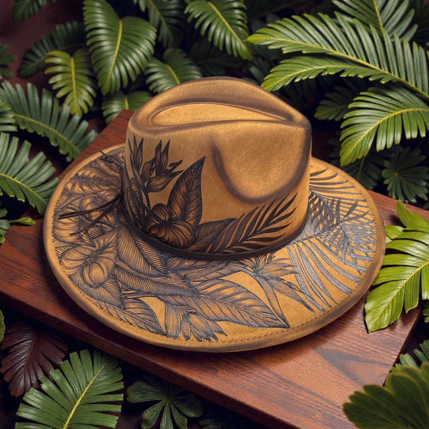 Up Country- Burned Wide Brim Fedora