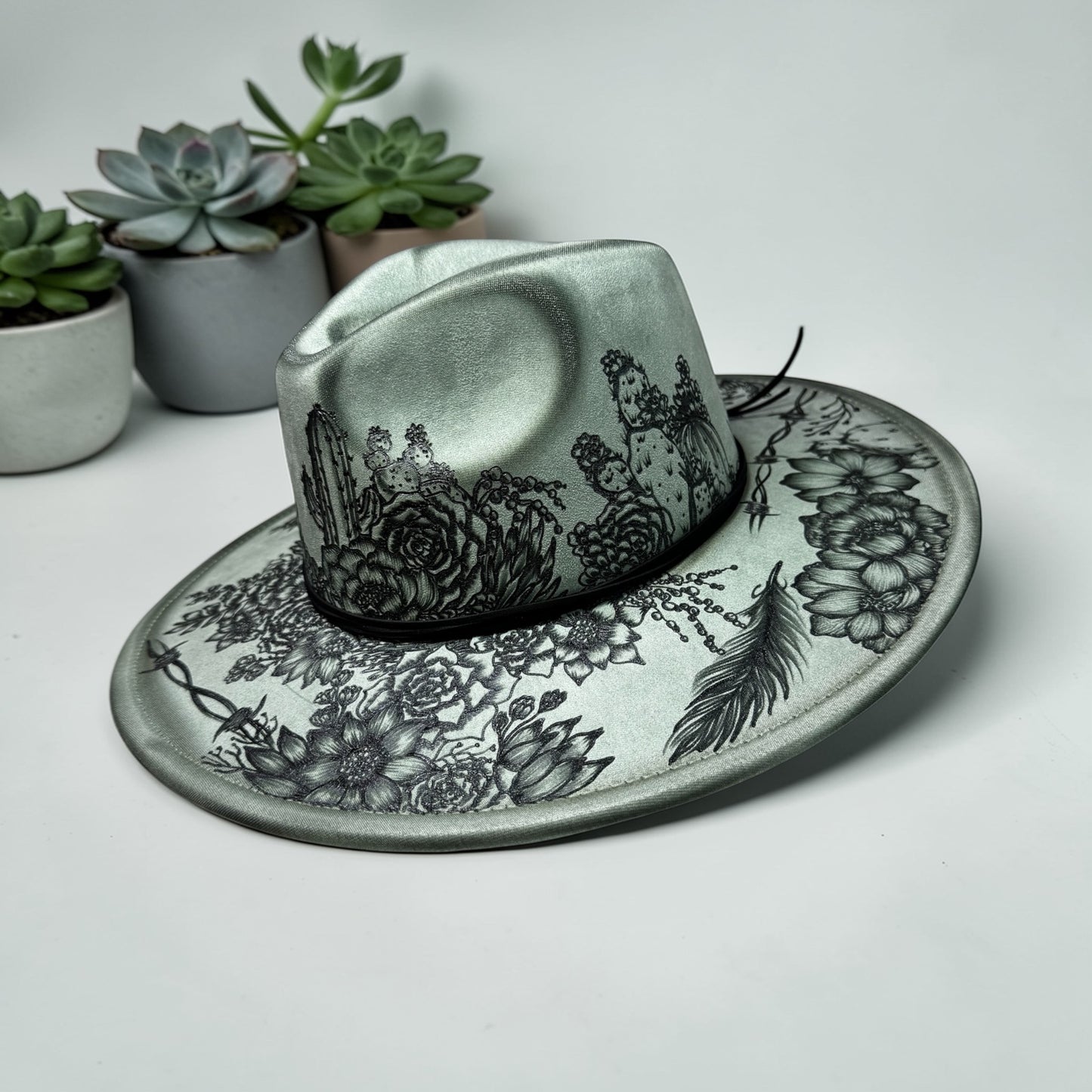 Prickly Pear - Burned Wide Brim Fedora