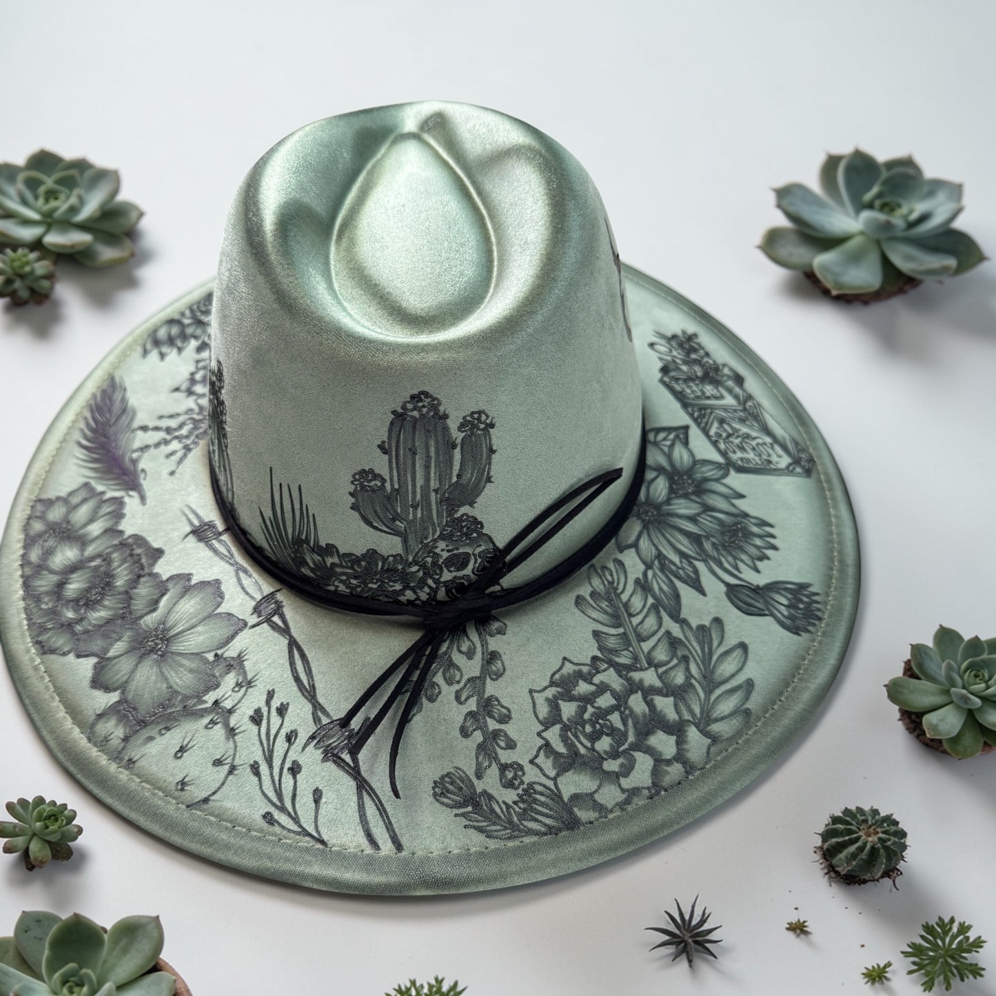 Prickly Pear - Burned Wide Brim Fedora