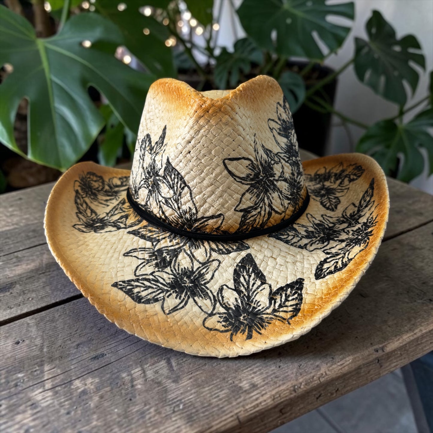 Hand Painted Woven Cowboy Hat