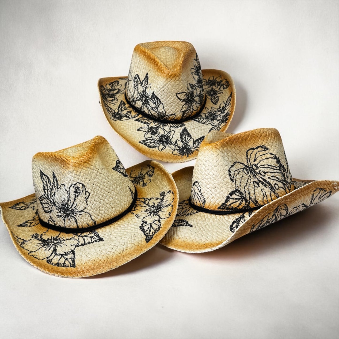Hand Painted Woven Cowboy Hat