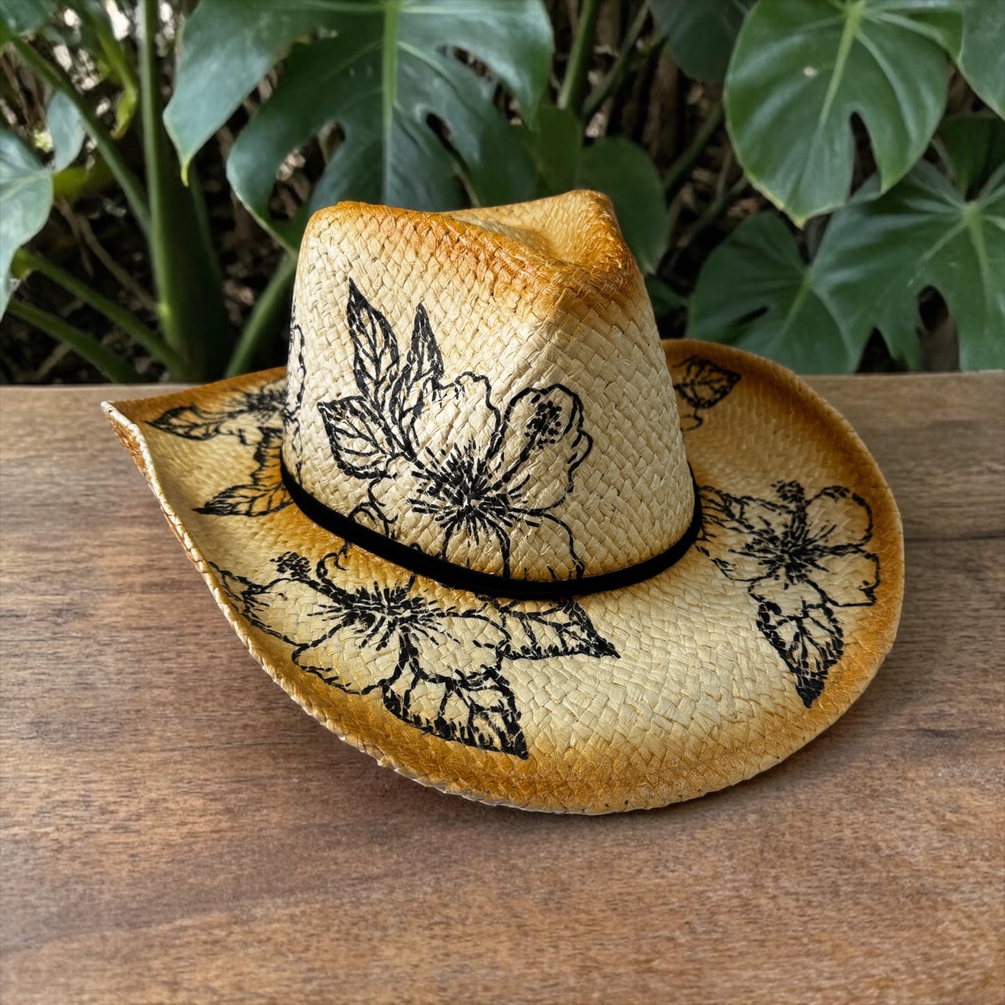Hand Painted Woven Cowboy Hat