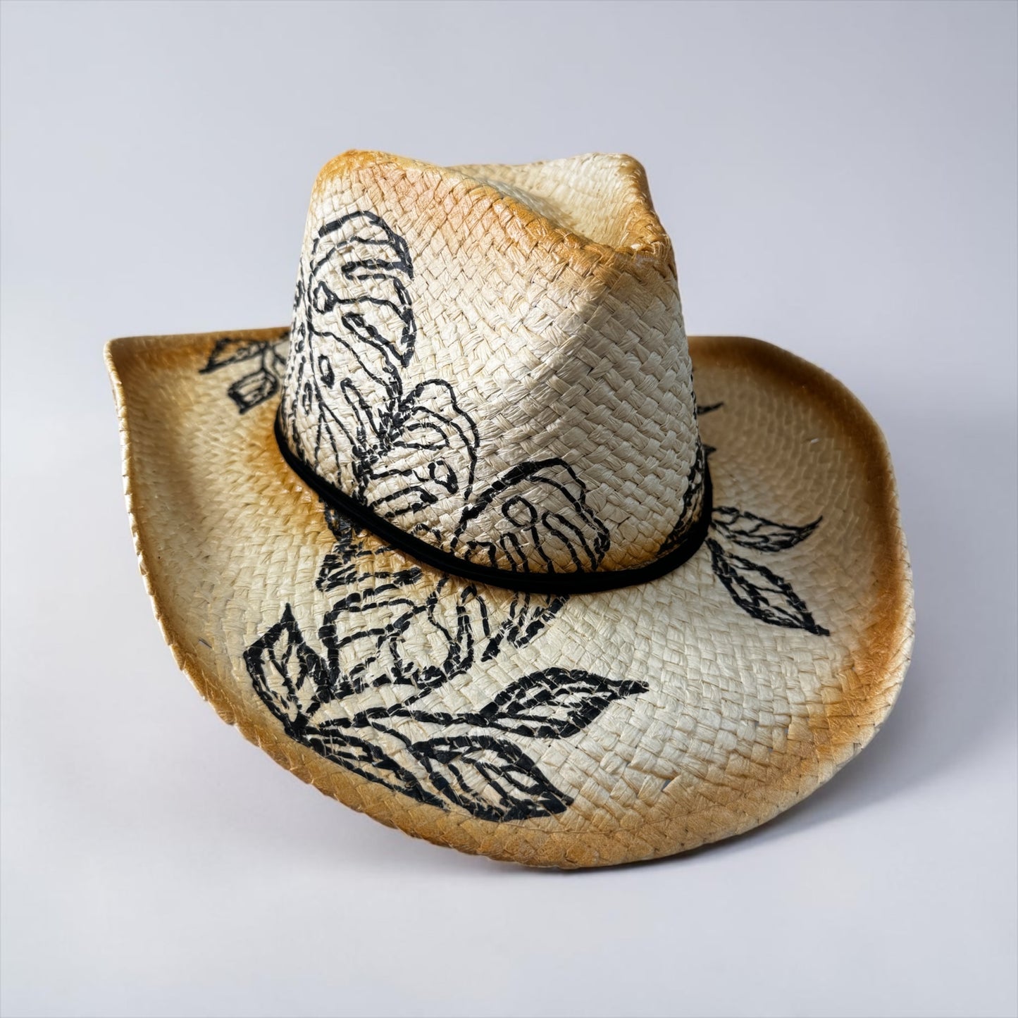 Hand Painted Woven Cowboy Hat