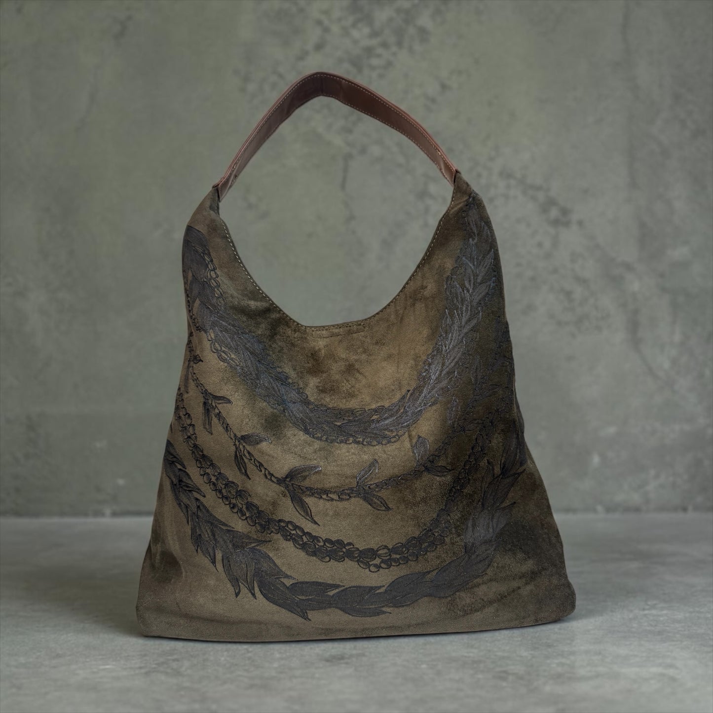 Burned Suede Hobo Bag