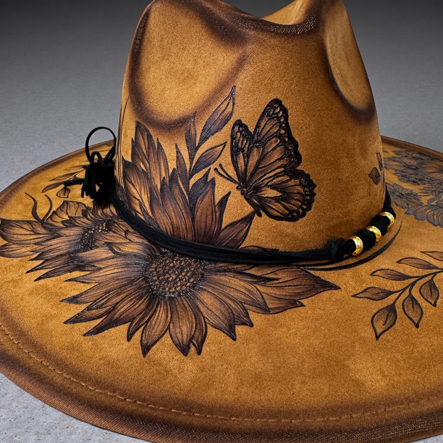 Time to Fly- Burned Wide Brim Fedora