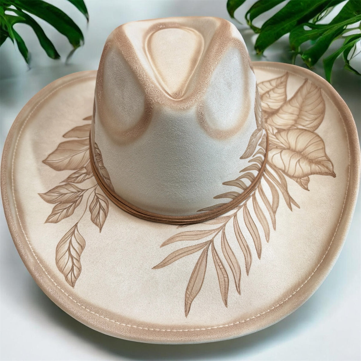 Hawaiian Heart- Burned Cowboy Hat
